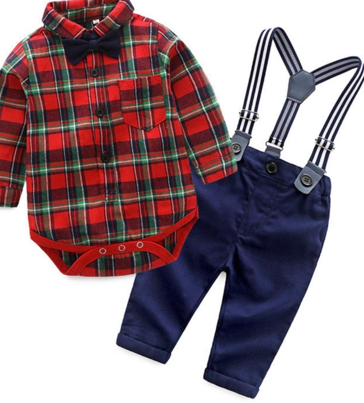 Suspender baby boy outfit top