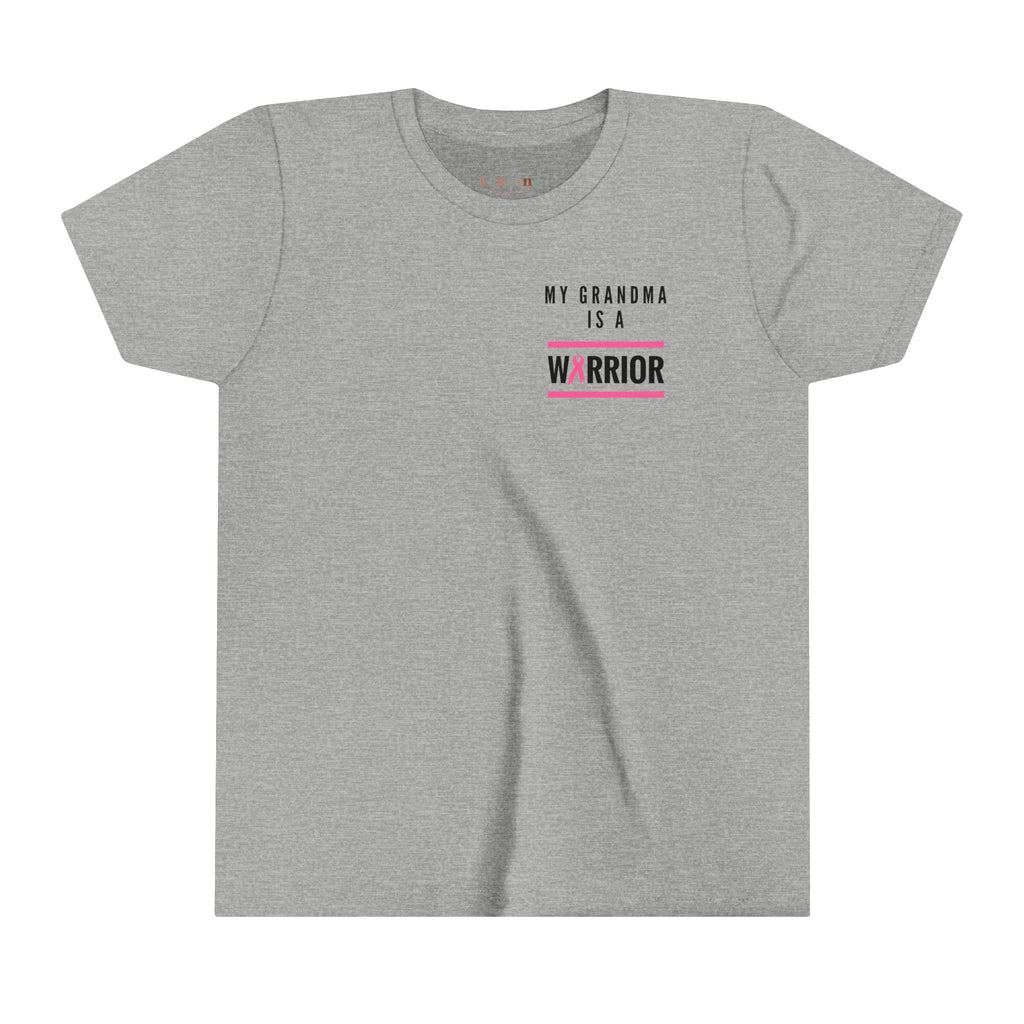 Youth Grandma is a Warrior Breast Cancer Awareness Tee