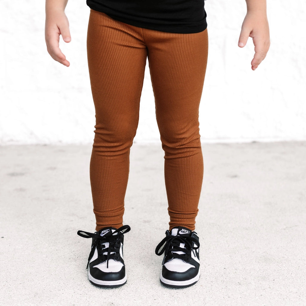 Bamboo Rib Leggings- Bark