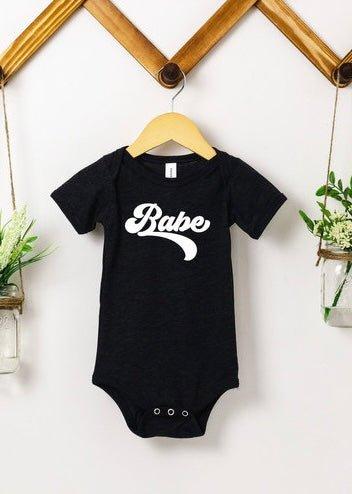 Babe Retro Baby Onsie and Toddler Tee in Charcoal Black - 15