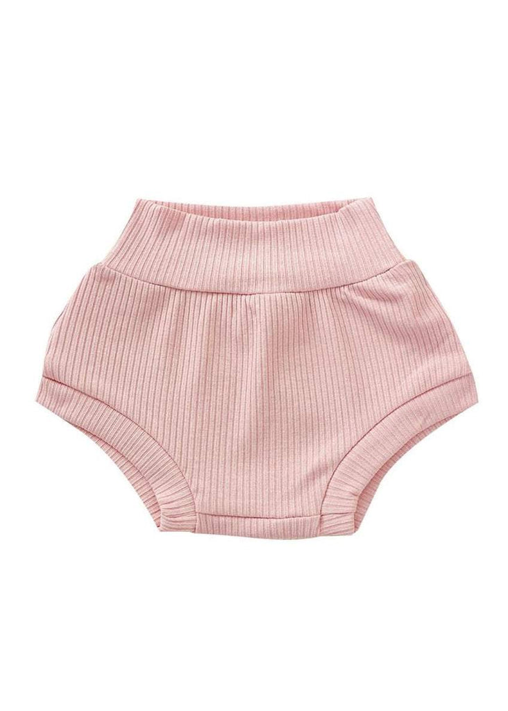 Baby Girl Ribbed Bloomers in Pink or Beige | Lennon + Sage Co
