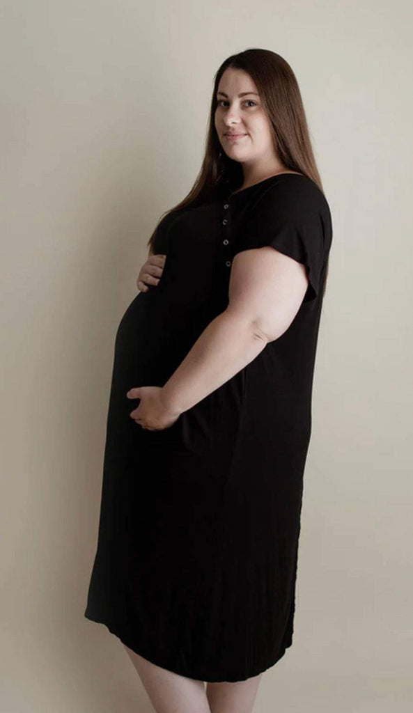 Women's Black Labor and Delivery and Nursing Gown