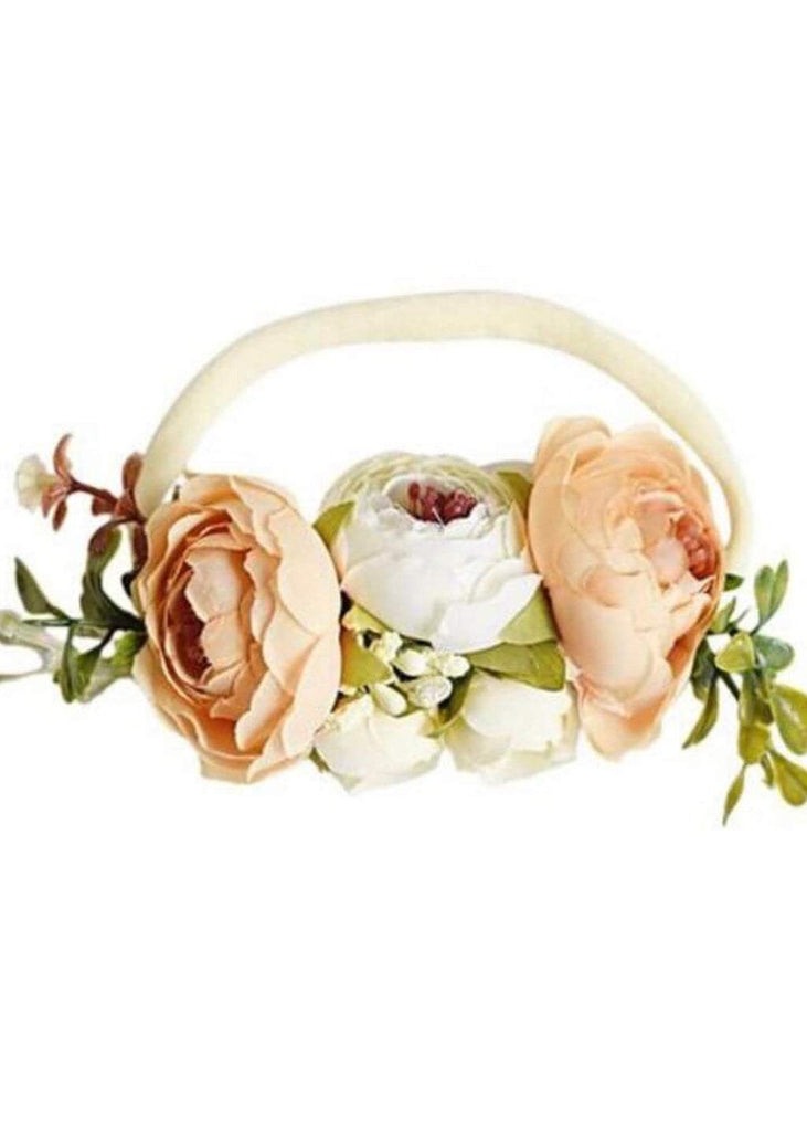Floral Stretch Headband in Ivory & Peach | Lennon + Sage Co