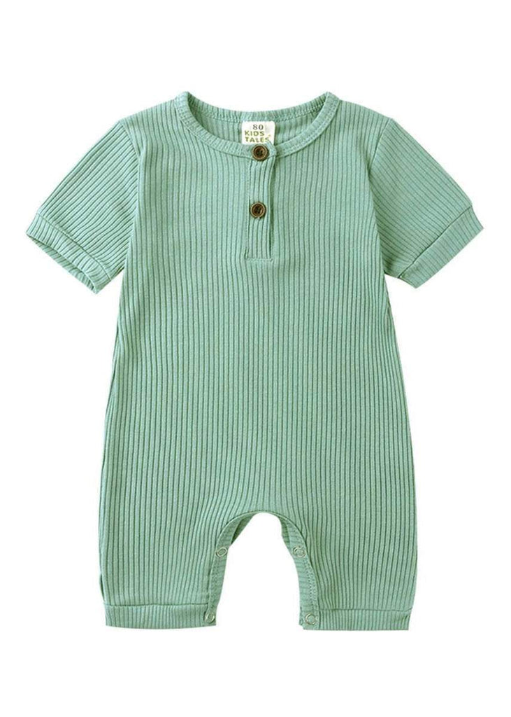 Baby Ribbed Romper in Light Gray or Mint | Lennon + Sage Co