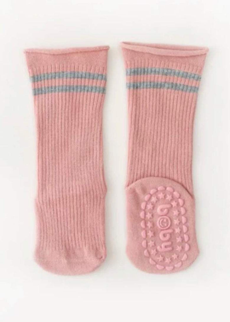 Baby and toddler girl pink stripe socks