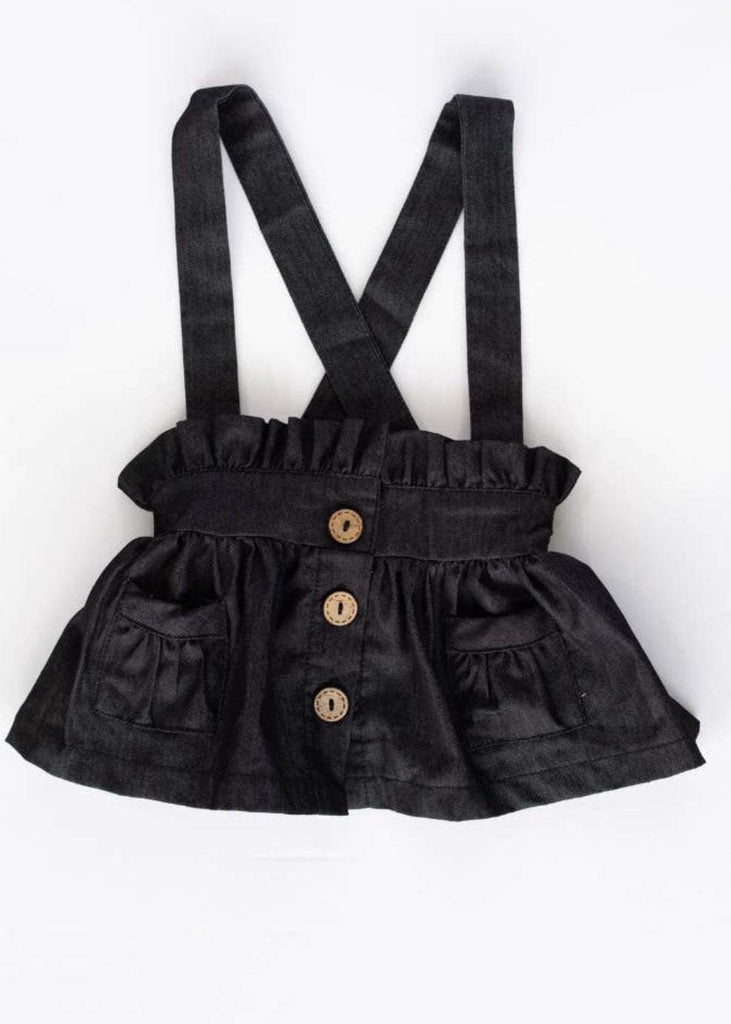 Presley Denim Suspender Skirt in Black | Lennon + Sage Co
