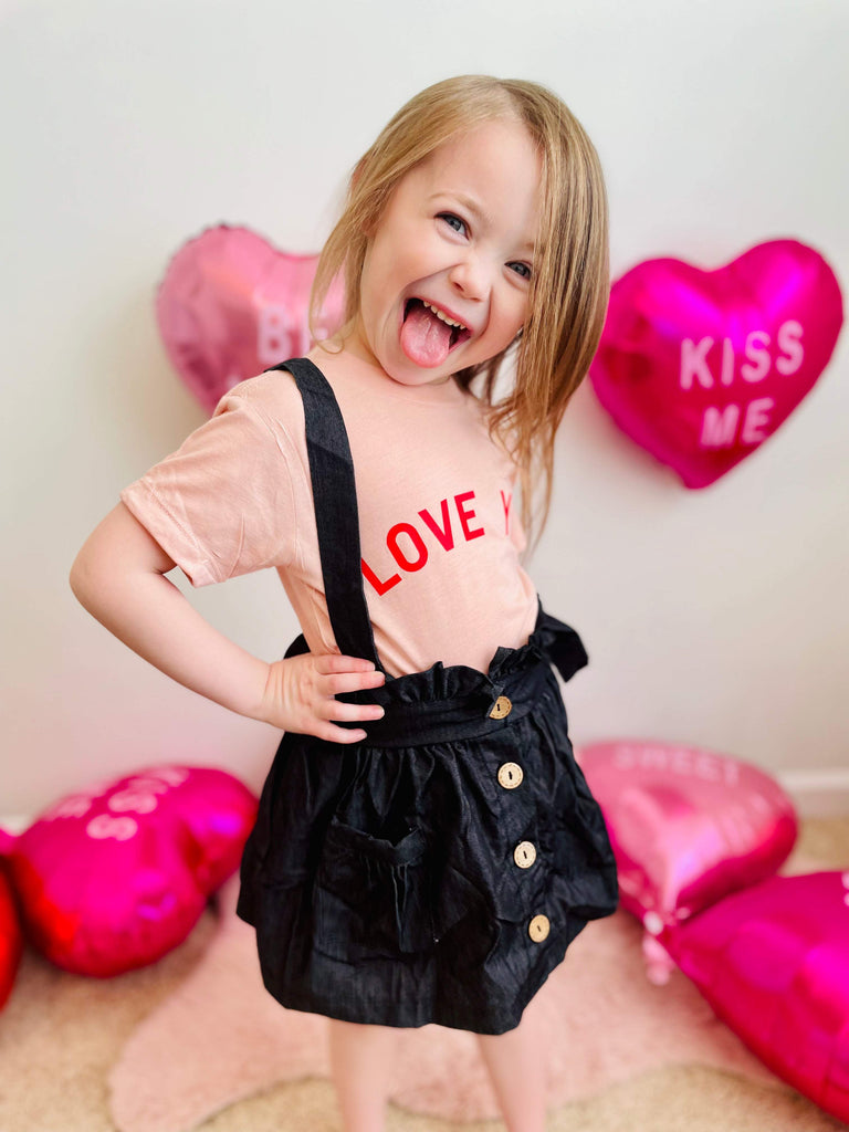 Baby and toddler girl presley denim suspender skirt