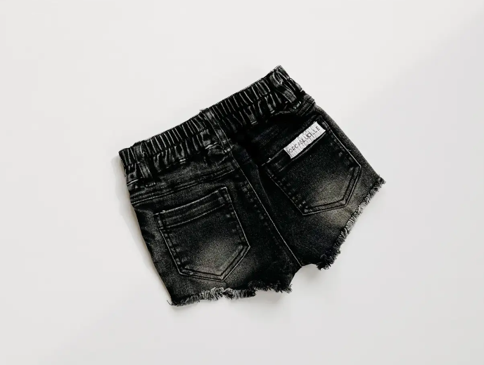 Girl's Faded Black Denim Shorts