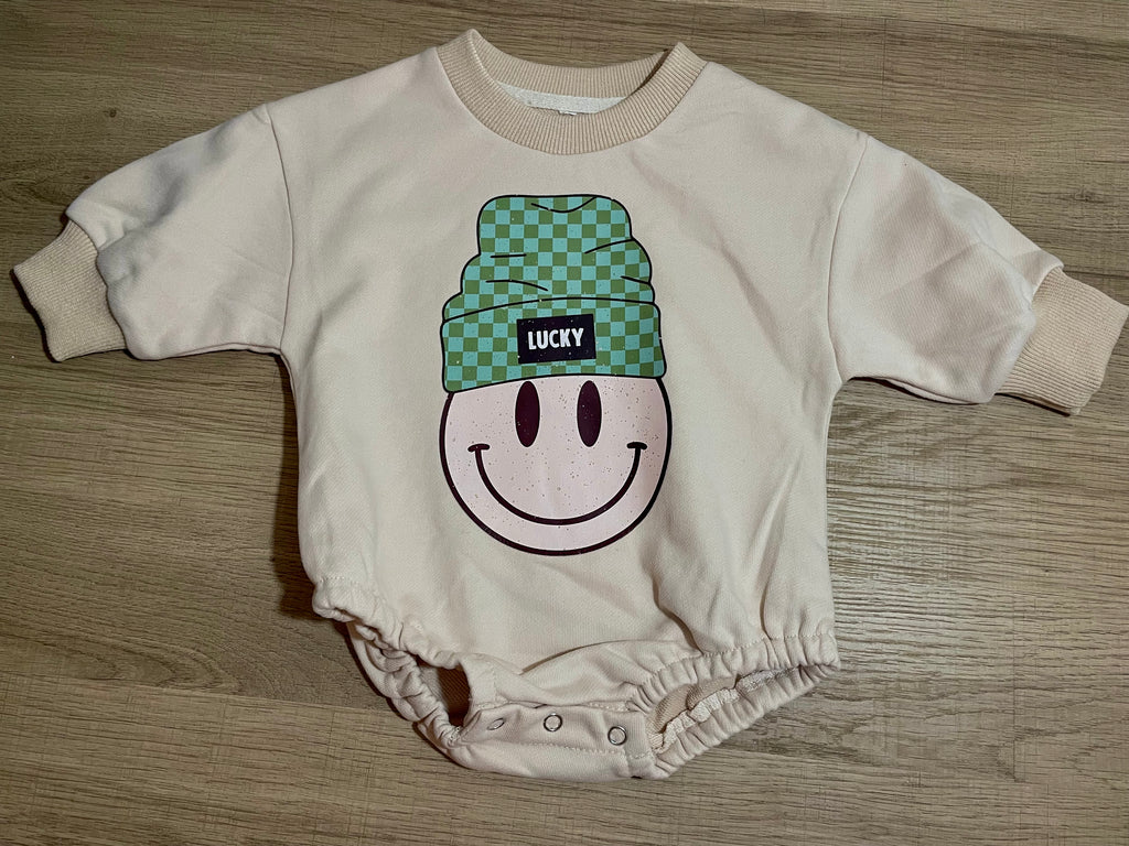 Baby St. Patrick's Day Smiley Sweatshirt Romper