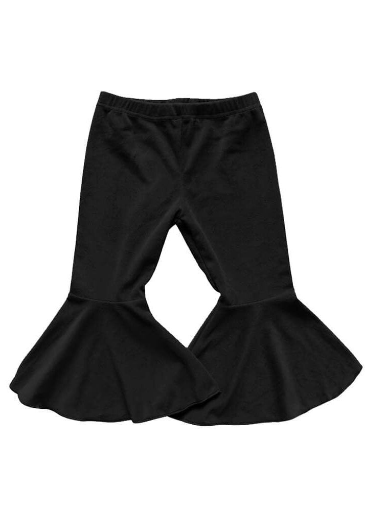 Baby and toddler pleated velour bell bottoms in black