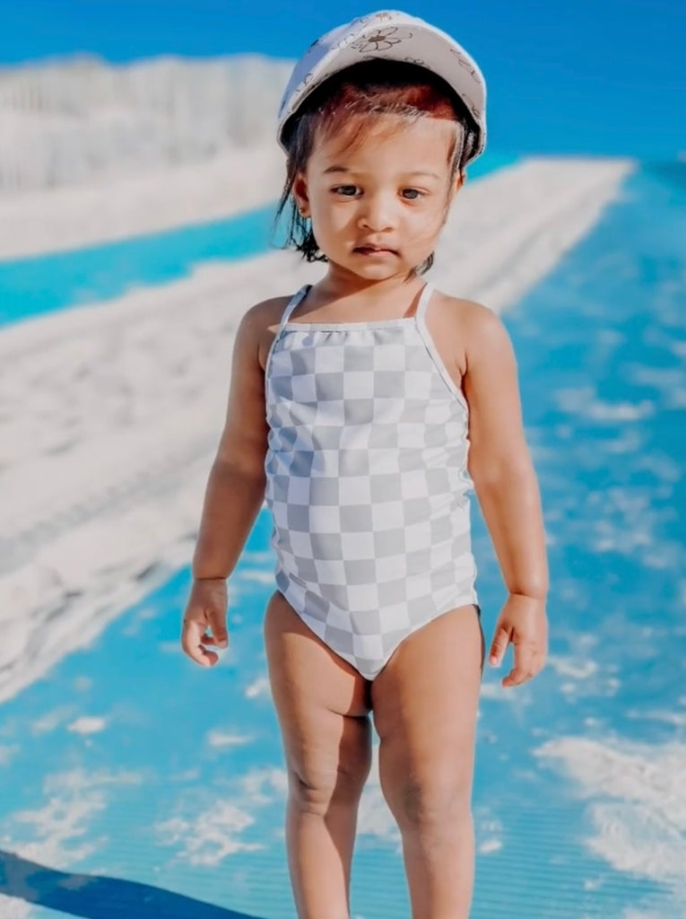 Girl's Checkered One Piece Swimsuit