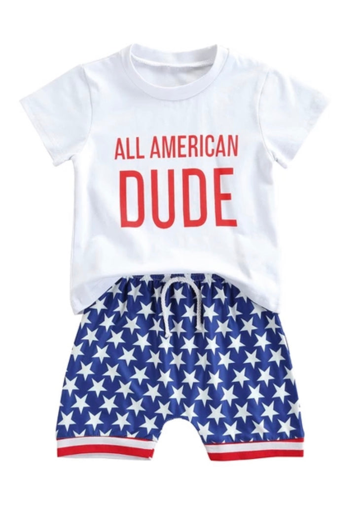 Toddler boy american dude 4th of july set