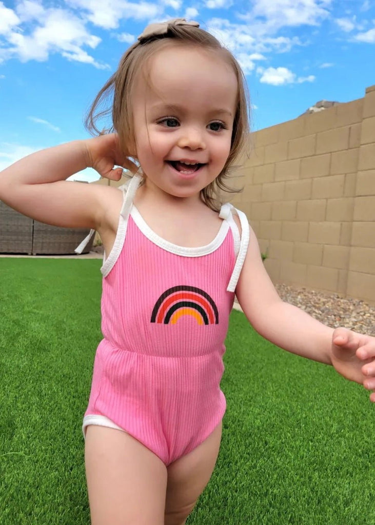 Baby girl toddler girl rainbow romper