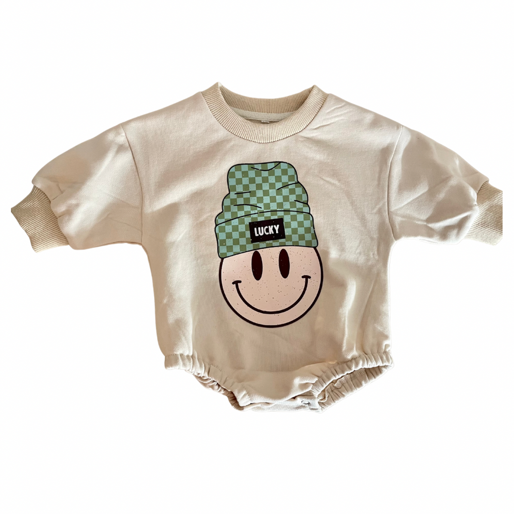 Baby St. Patrick's Day Smiley Sweatshirt Romper