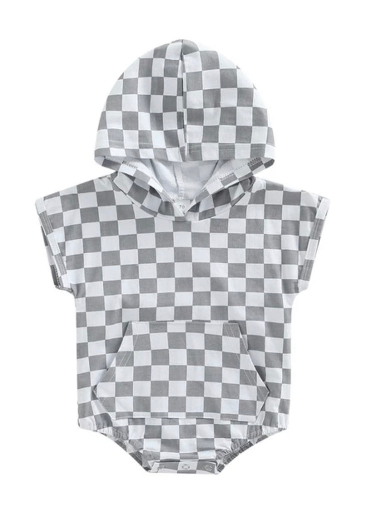Unisex baby unisex toddler checkered hooded romper